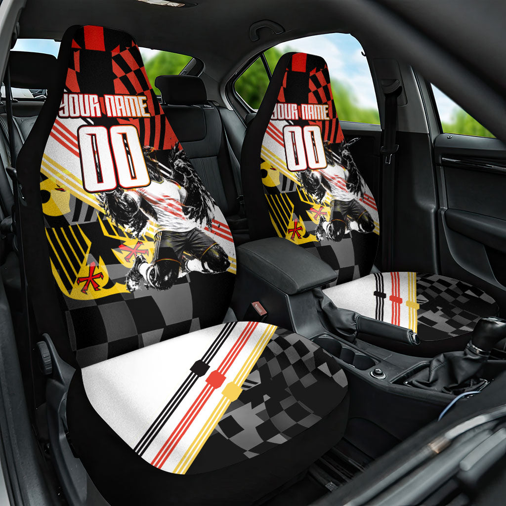 Personalized Germany Football Car Seat Cover Deutschland Power Eagle Mascot - Championship Spirit