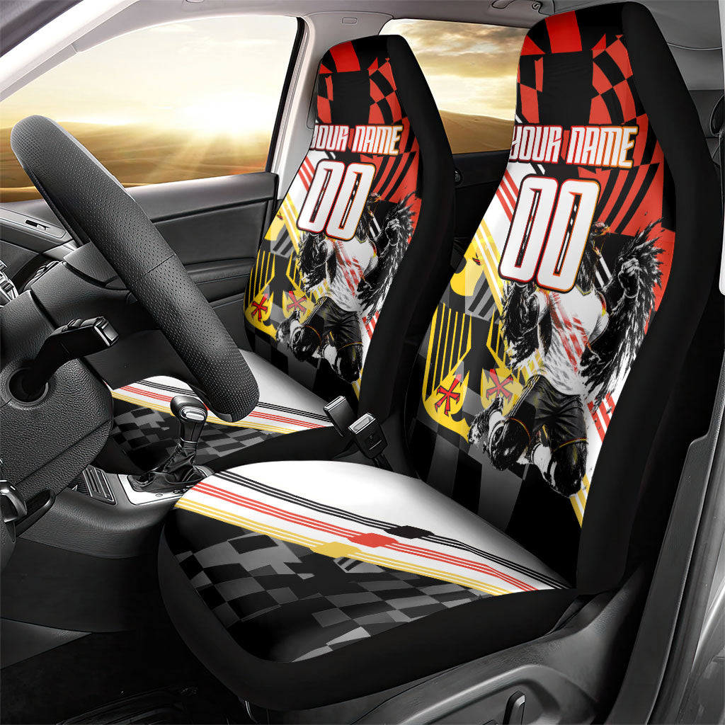 Personalized Germany Football Car Seat Cover Deutschland Power Eagle Mascot - Championship Spirit