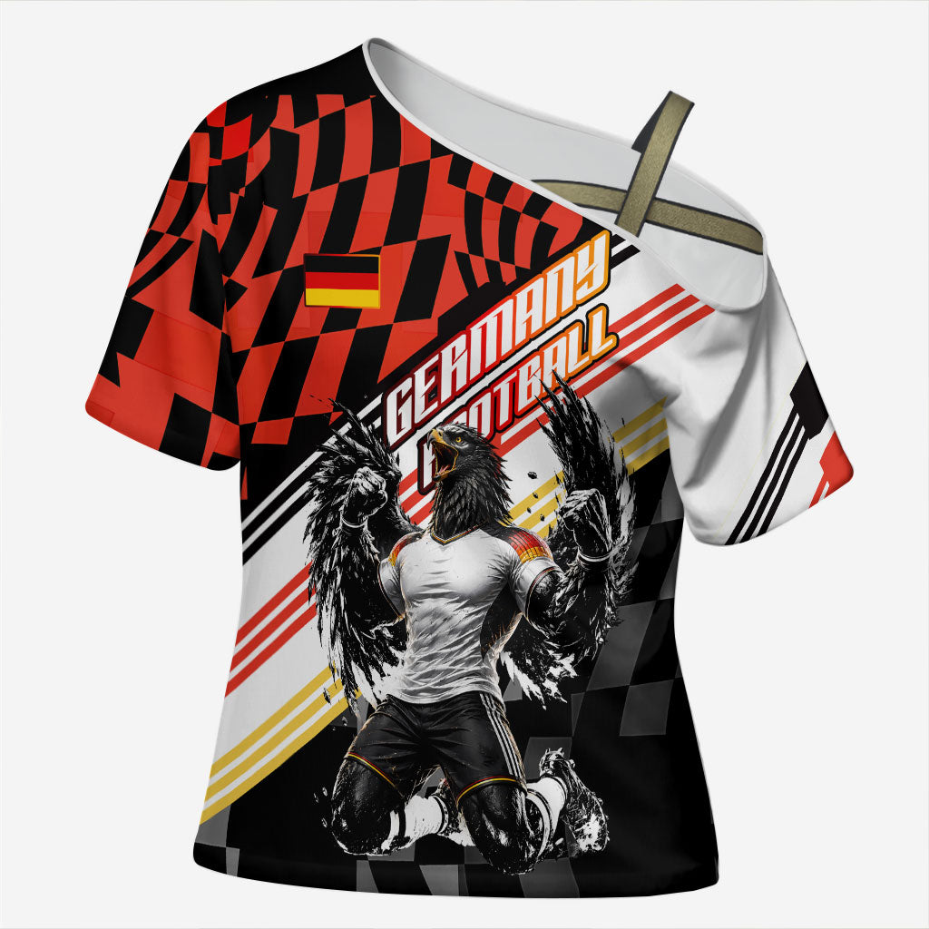 Personalized Germany Football Cross Shoulder Shirt Deutschland Power Eagle Mascot - Championship Spirit