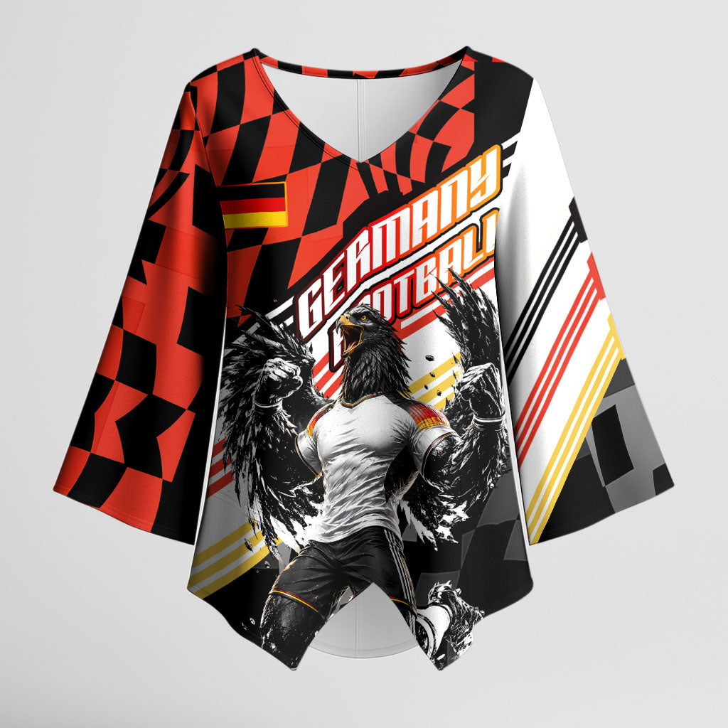 Personalized Germany Football Kimono Sleeve Blouse Deutschland Power Eagle Mascot - Championship Spirit