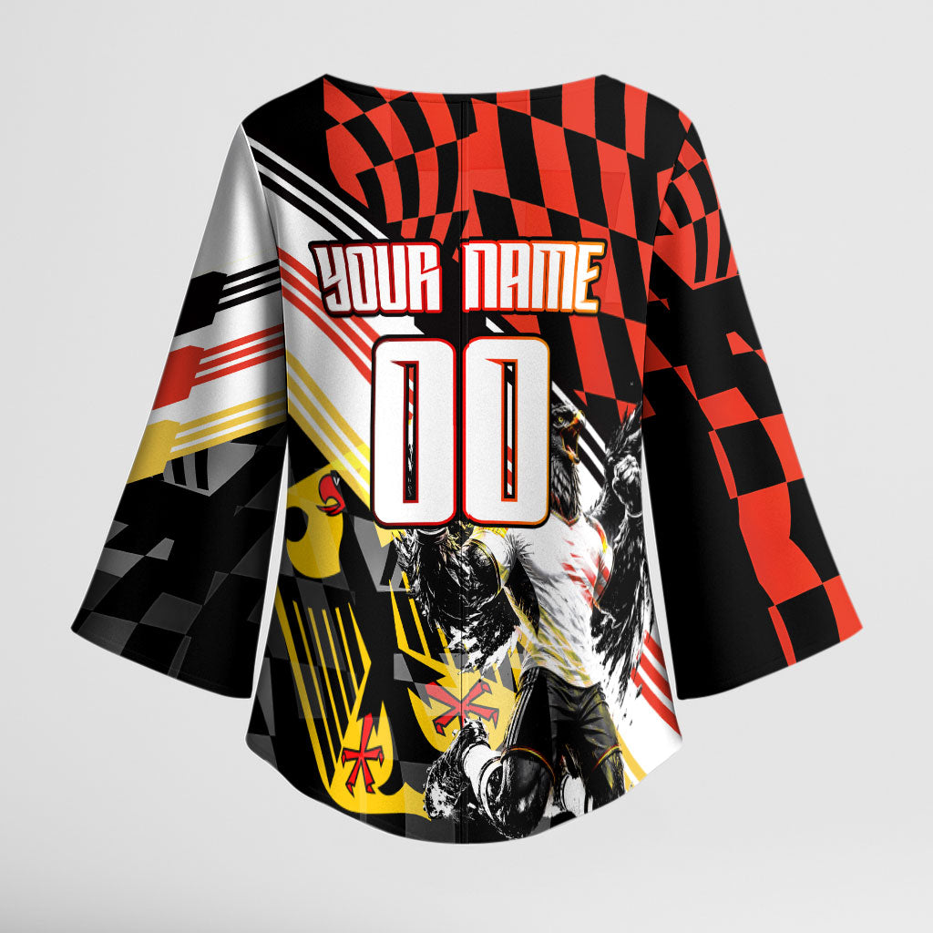 Personalized Germany Football Kimono Sleeve Blouse Deutschland Power Eagle Mascot - Championship Spirit