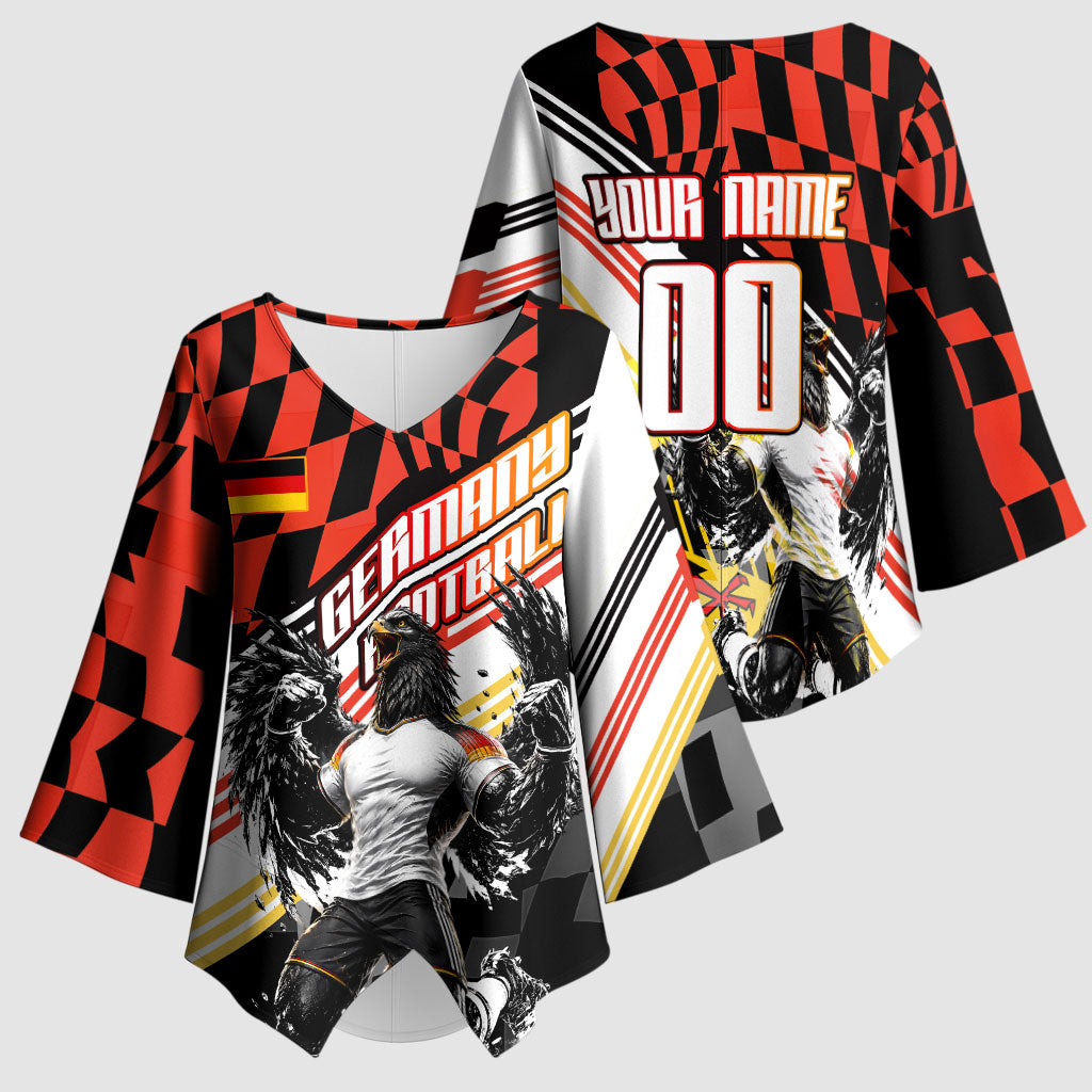 Personalized Germany Football Kimono Sleeve Blouse Deutschland Power Eagle Mascot - Championship Spirit