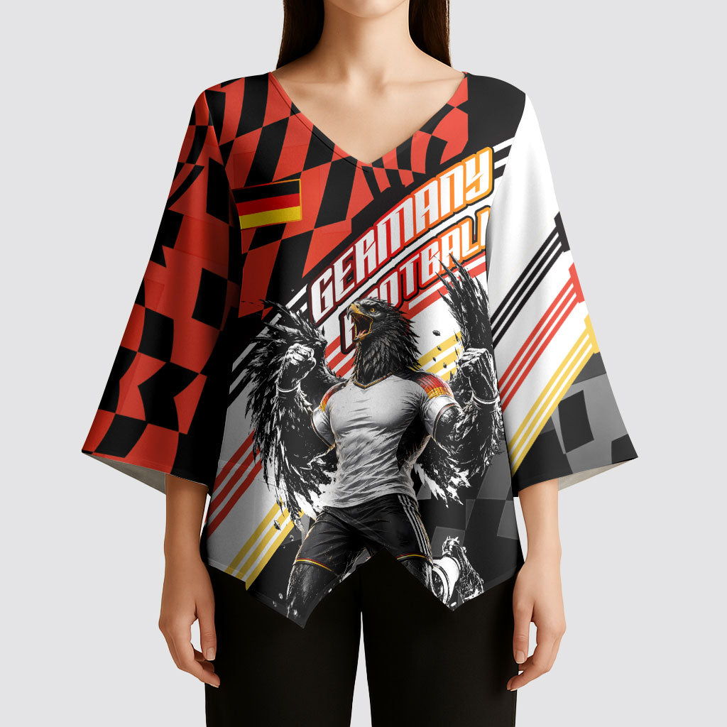 Personalized Germany Football Kimono Sleeve Blouse Deutschland Power Eagle Mascot - Championship Spirit