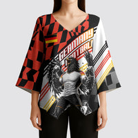 Personalized Germany Football Kimono Sleeve Blouse Deutschland Power Eagle Mascot - Championship Spirit