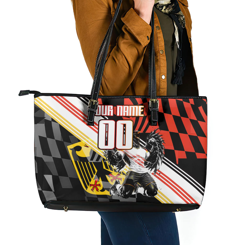 Personalized Germany Football Leather Tote Bag Deutschland Power Eagle Mascot - Championship Spirit