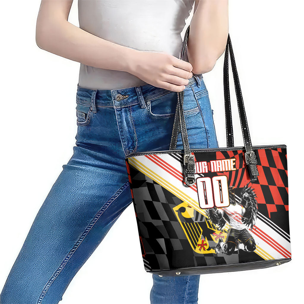 Personalized Germany Football Leather Tote Bag Deutschland Power Eagle Mascot - Championship Spirit