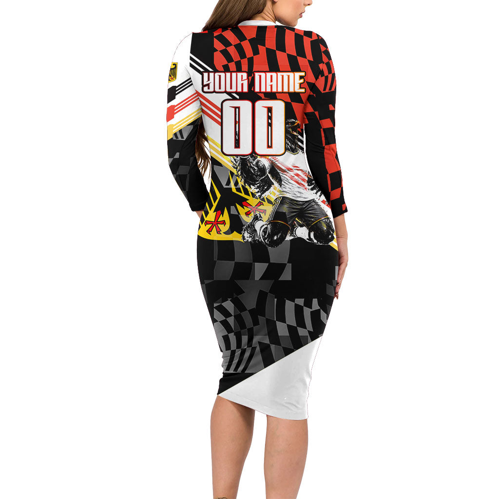 Personalized Germany Football Long Sleeve Bodycon Dress Deutschland Power Eagle Mascot - Championship Spirit