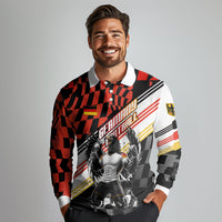 Personalized Germany Football Long Sleeve Polo Shirt Deutschland Power Eagle Mascot - Championship Spirit