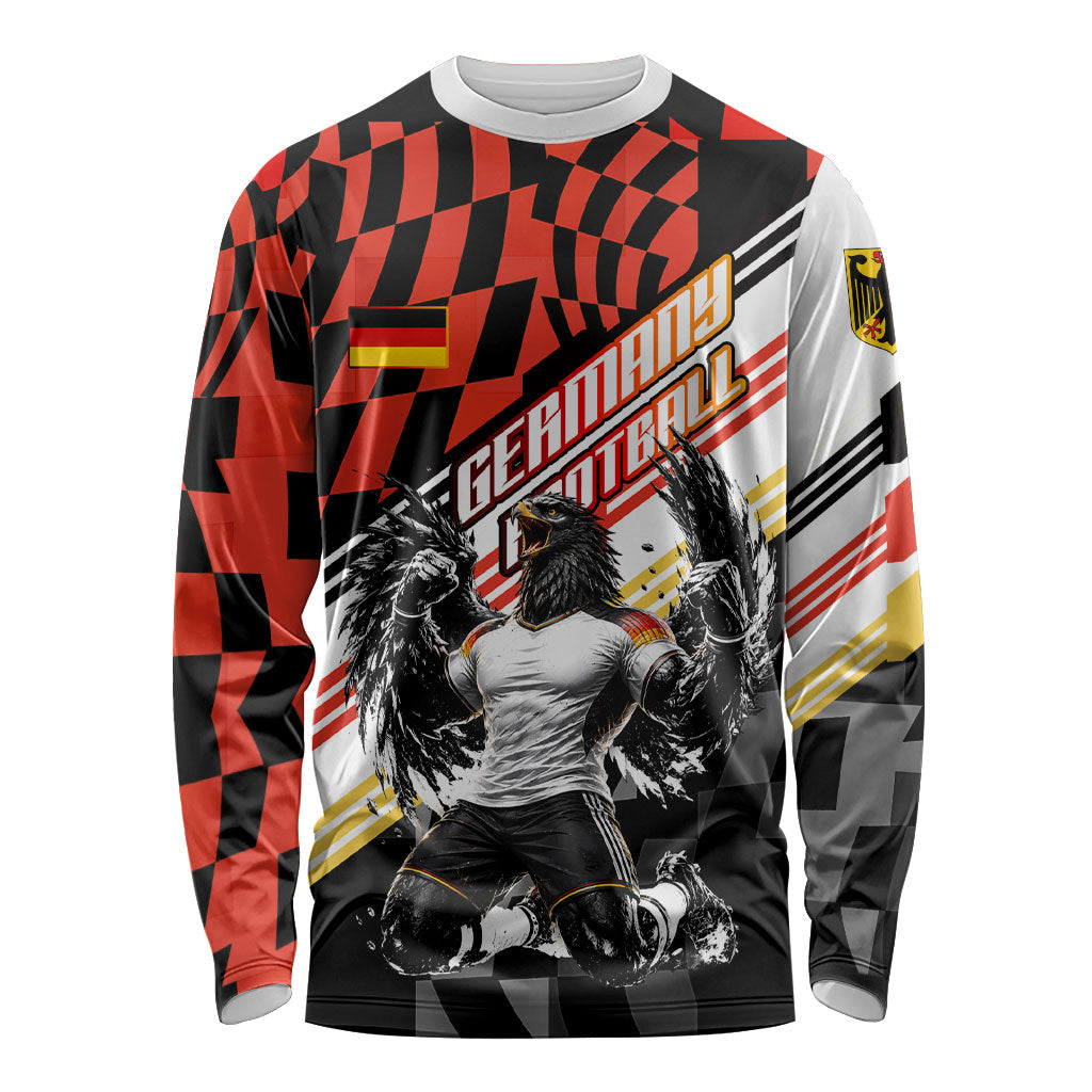 Personalized Germany Football Long Sleeve Shirt Deutschland Power Eagle Mascot - Championship Spirit