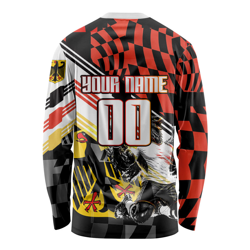Personalized Germany Football Long Sleeve Shirt Deutschland Power Eagle Mascot - Championship Spirit
