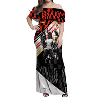 Personalized Germany Football Off Shoulder Maxi Dress Deutschland Power Eagle Mascot - Championship Spirit