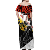 Personalized Germany Football Off Shoulder Maxi Dress Deutschland Power Eagle Mascot - Championship Spirit