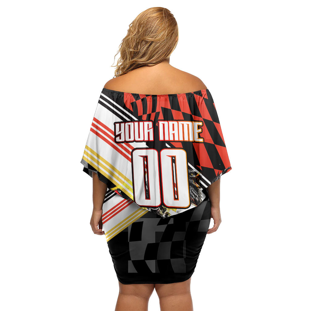 Personalized Germany Football Off Shoulder Short Dress Deutschland Power Eagle Mascot - Championship Spirit