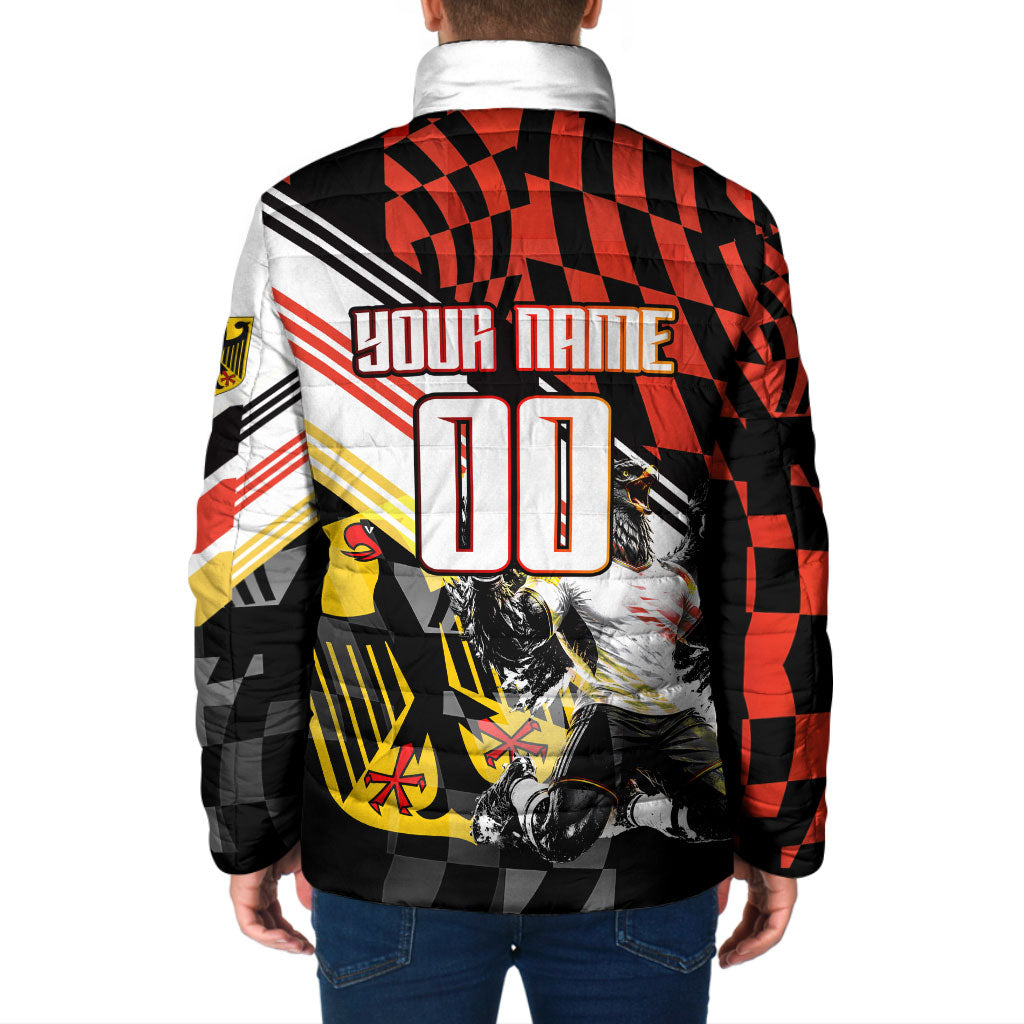 Personalized Germany Football Padded Jacket Deutschland Power Eagle Mascot - Championship Spirit