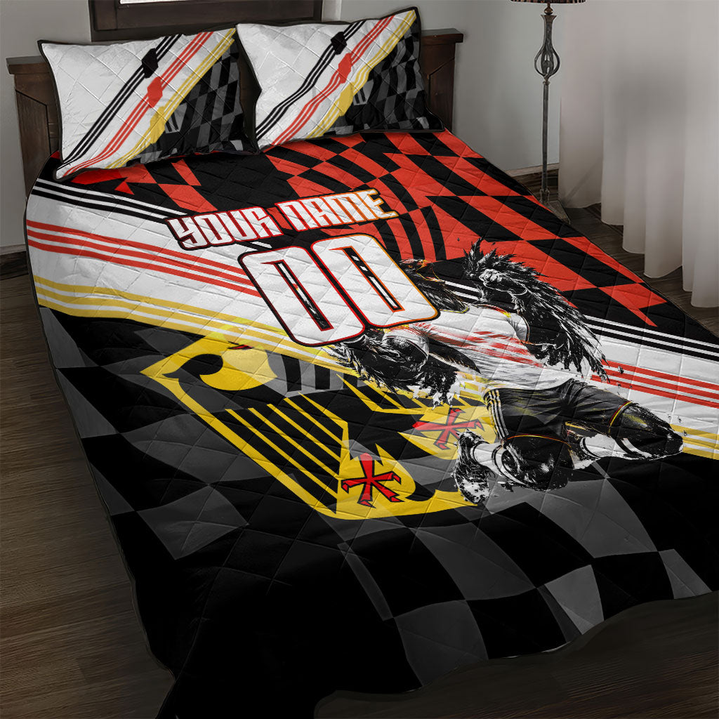 Personalized Germany Football Quilt Bed Set Deutschland Power Eagle Mascot - Championship Spirit