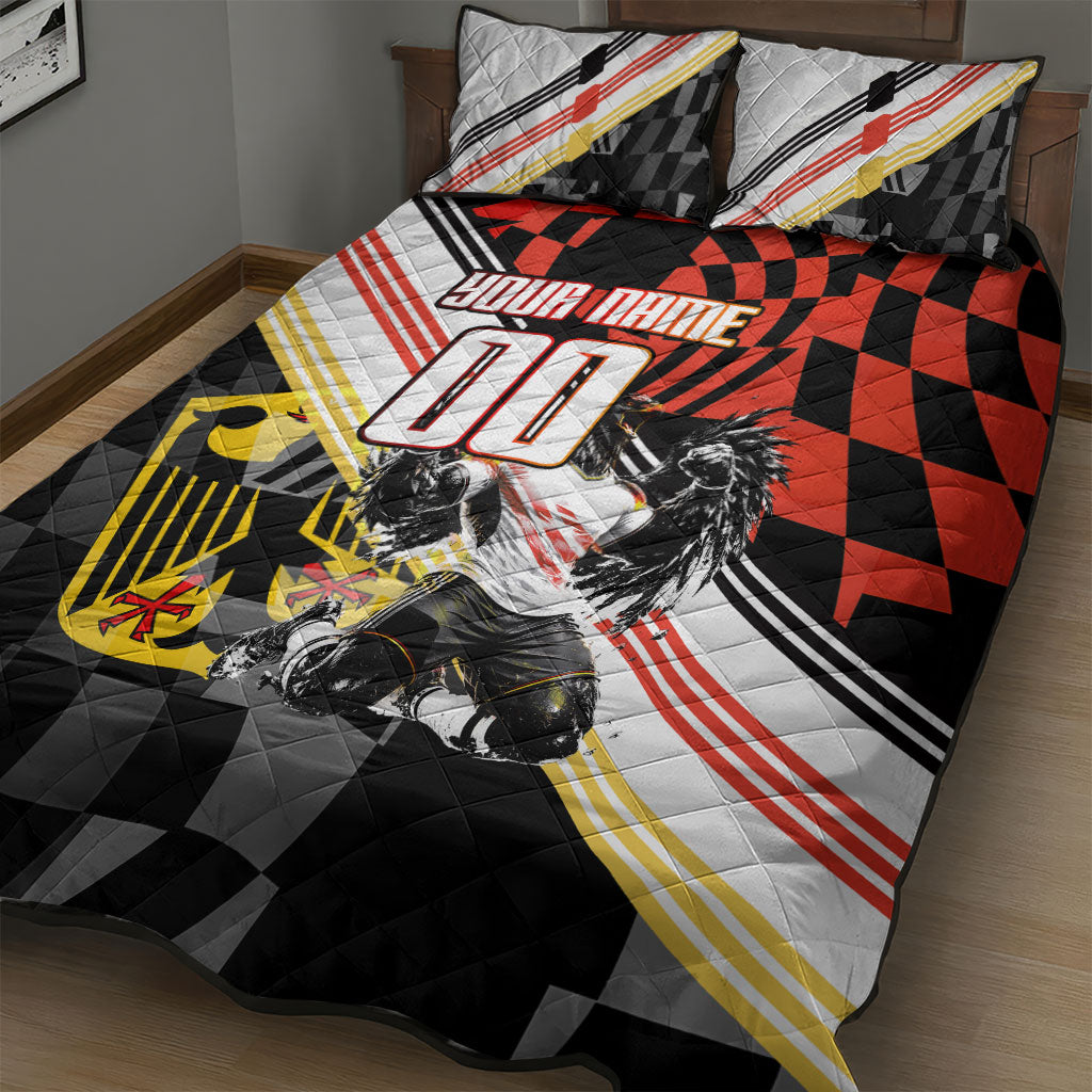 Personalized Germany Football Quilt Bed Set Deutschland Power Eagle Mascot - Championship Spirit