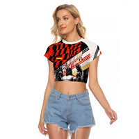 Personalized Germany Football Raglan Cropped T Shirt Deutschland Power Eagle Mascot - Championship Spirit