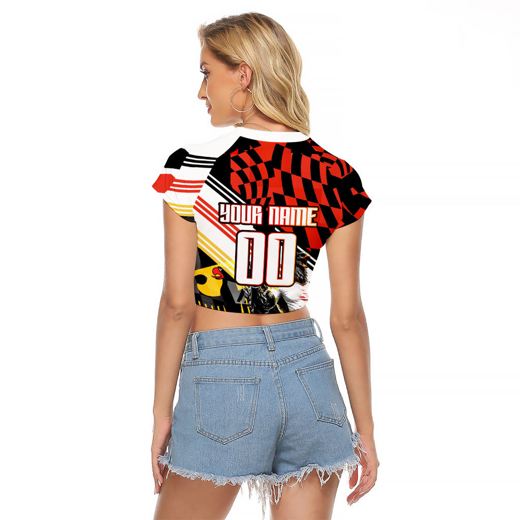 Personalized Germany Football Raglan Cropped T Shirt Deutschland Power Eagle Mascot - Championship Spirit