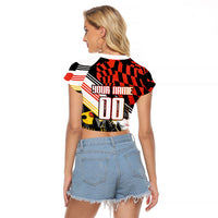 Personalized Germany Football Raglan Cropped T Shirt Deutschland Power Eagle Mascot - Championship Spirit
