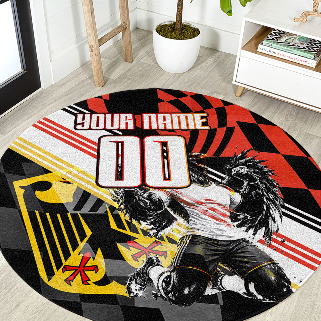 Personalized Germany Football Round Carpet Deutschland Power Eagle Mascot - Championship Spirit