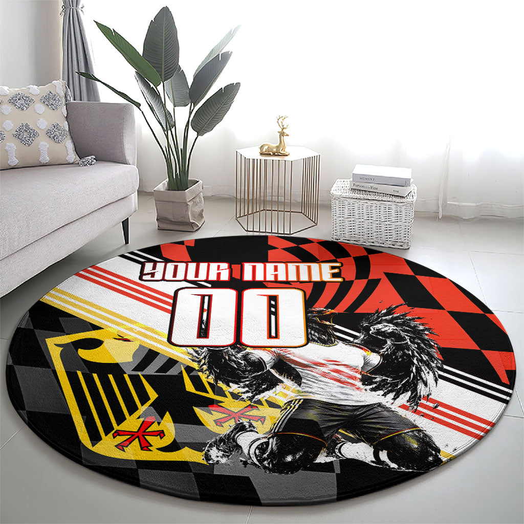 Personalized Germany Football Round Carpet Deutschland Power Eagle Mascot - Championship Spirit