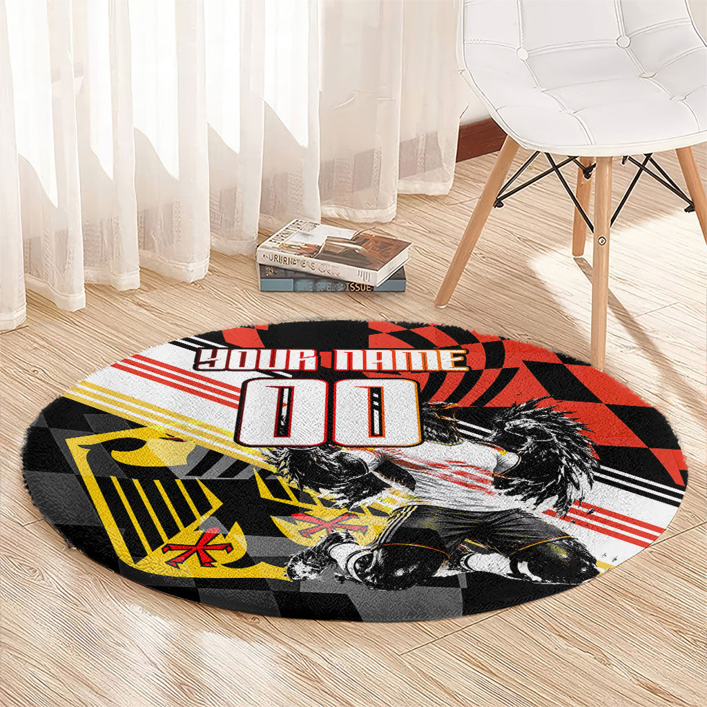 Personalized Germany Football Round Carpet Deutschland Power Eagle Mascot - Championship Spirit