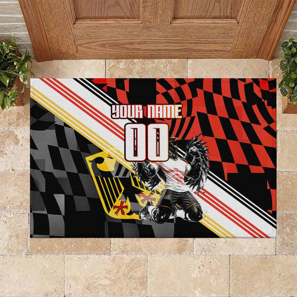 Personalized Germany Football Rubber Doormat Deutschland Power Eagle Mascot - Championship Spirit