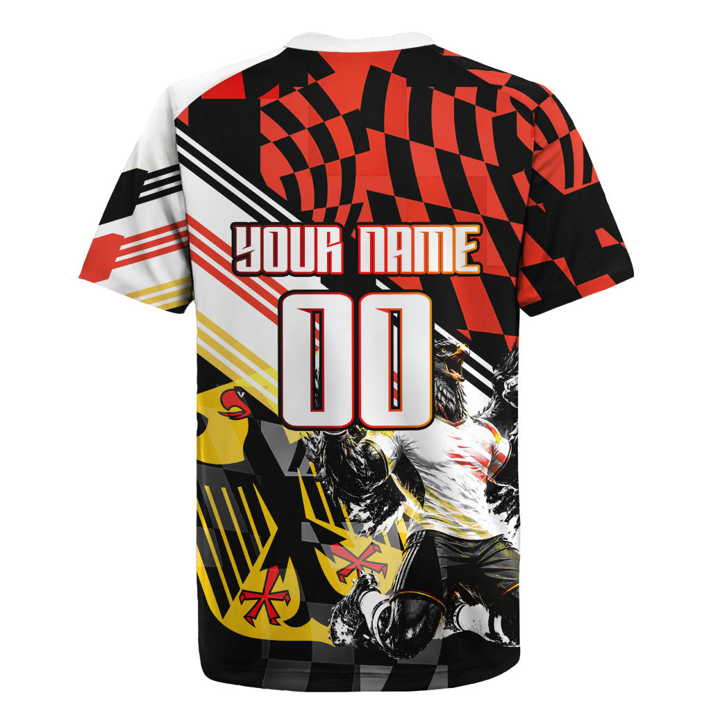 Personalized Germany Football Rugby Jersey Deutschland Power Eagle Mascot - Championship Spirit