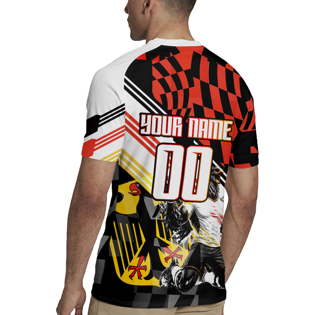 Personalized Germany Football Rugby Jersey Deutschland Power Eagle Mascot - Championship Spirit