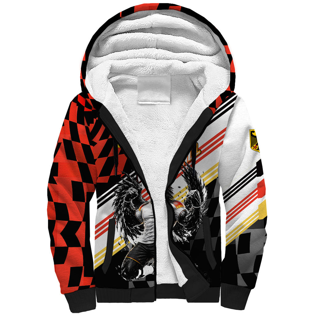 Personalized Germany Football Sherpa Hoodie Deutschland Power Eagle Mascot - Championship Spirit