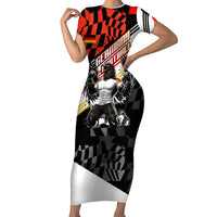 Personalized Germany Football Short Sleeve Bodycon Dress Deutschland Power Eagle Mascot - Championship Spirit