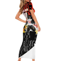 Personalized Germany Football Short Sleeve Bodycon Dress Deutschland Power Eagle Mascot - Championship Spirit