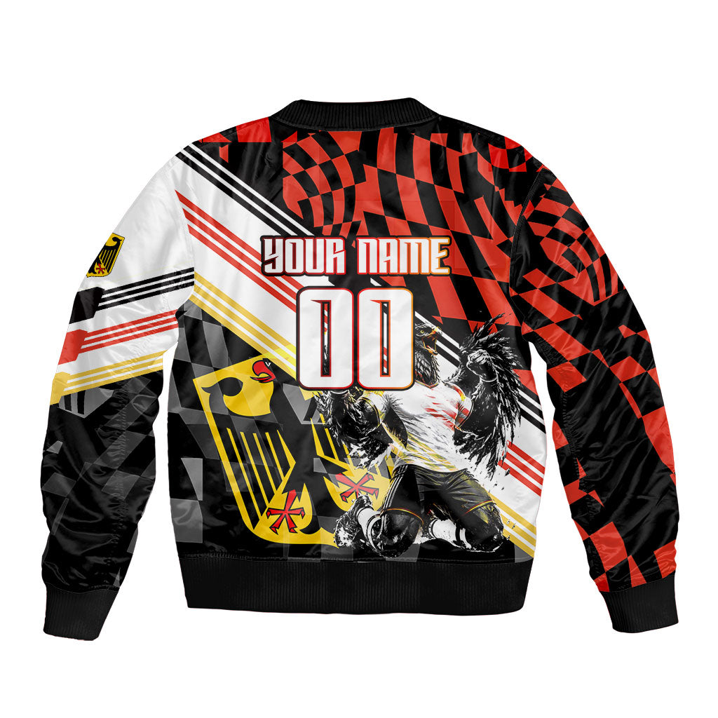 Personalized Germany Football Sleeve Zip Bomber Jacket Deutschland Power Eagle Mascot - Championship Spirit