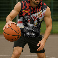 Personalized Germany Football Sleeveless Hoodie Deutschland Power Eagle Mascot - Championship Spirit