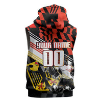 Personalized Germany Football Sleeveless Zip Hoodie Deutschland Power Eagle Mascot - Championship Spirit