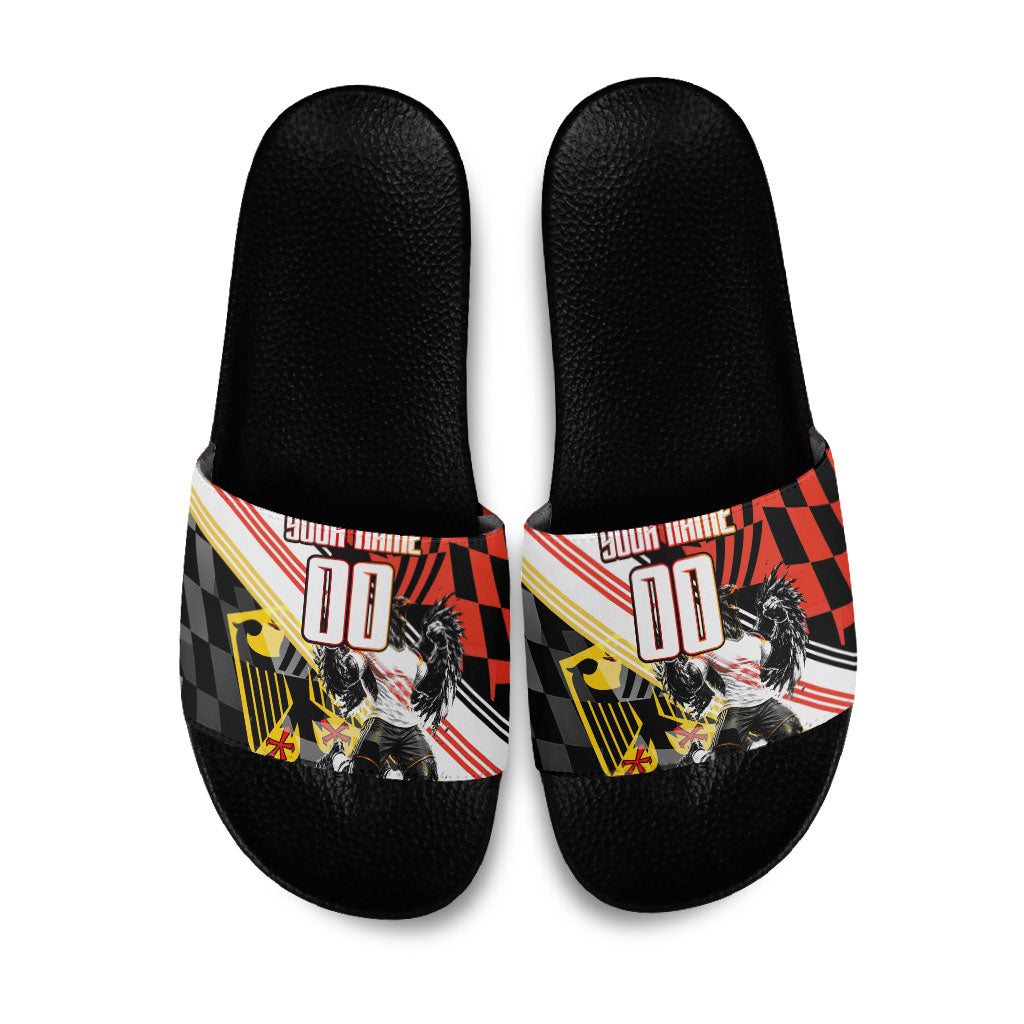 Personalized Germany Football Slide Sandals Deutschland Power Eagle Mascot - Championship Spirit