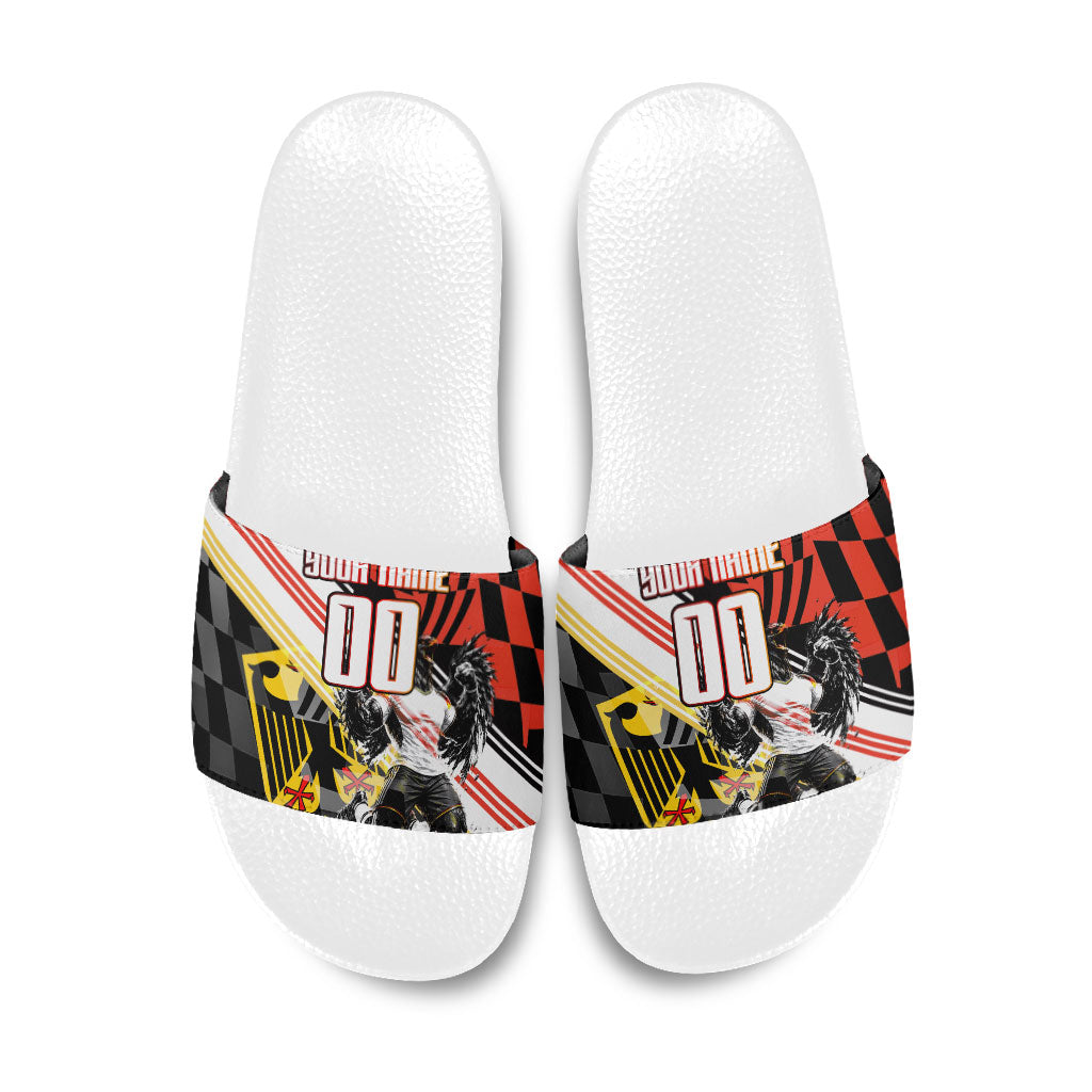 Personalized Germany Football Slide Sandals Deutschland Power Eagle Mascot - Championship Spirit