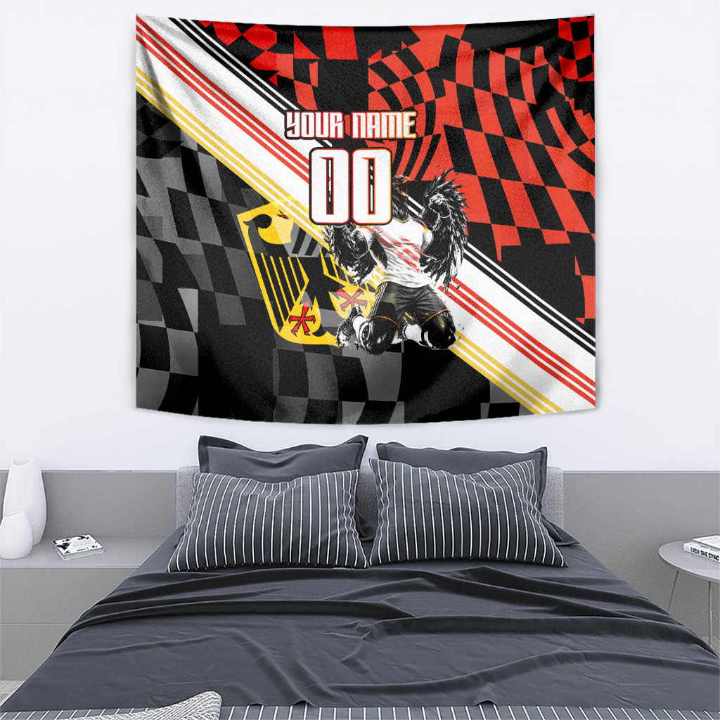 Personalized Germany Football Tapestry Deutschland Power Eagle Mascot - Championship Spirit