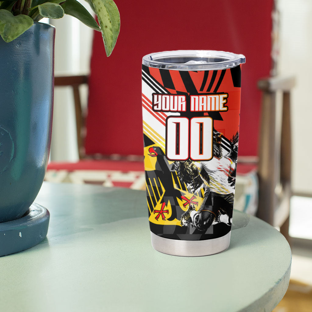 Personalized Germany Football Tumbler Cup Deutschland Power Eagle Mascot - Championship Spirit