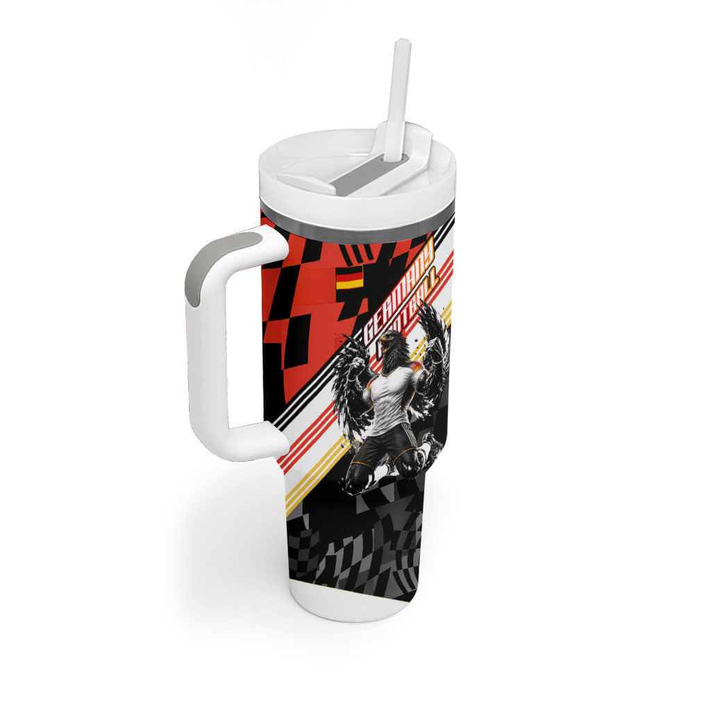 Personalized Germany Football Tumbler With Handle Deutschland Power Eagle Mascot - Championship Spirit