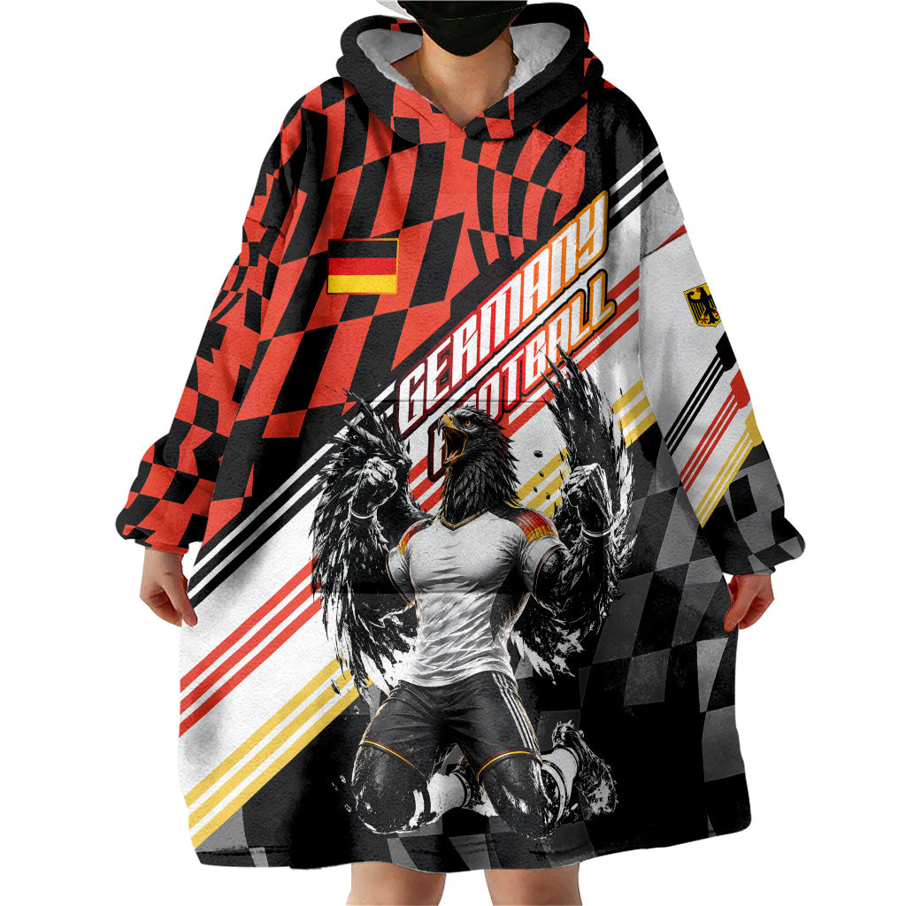 Personalized Germany Football Wearable Blanket Hoodie Deutschland Power Eagle Mascot - Championship Spirit