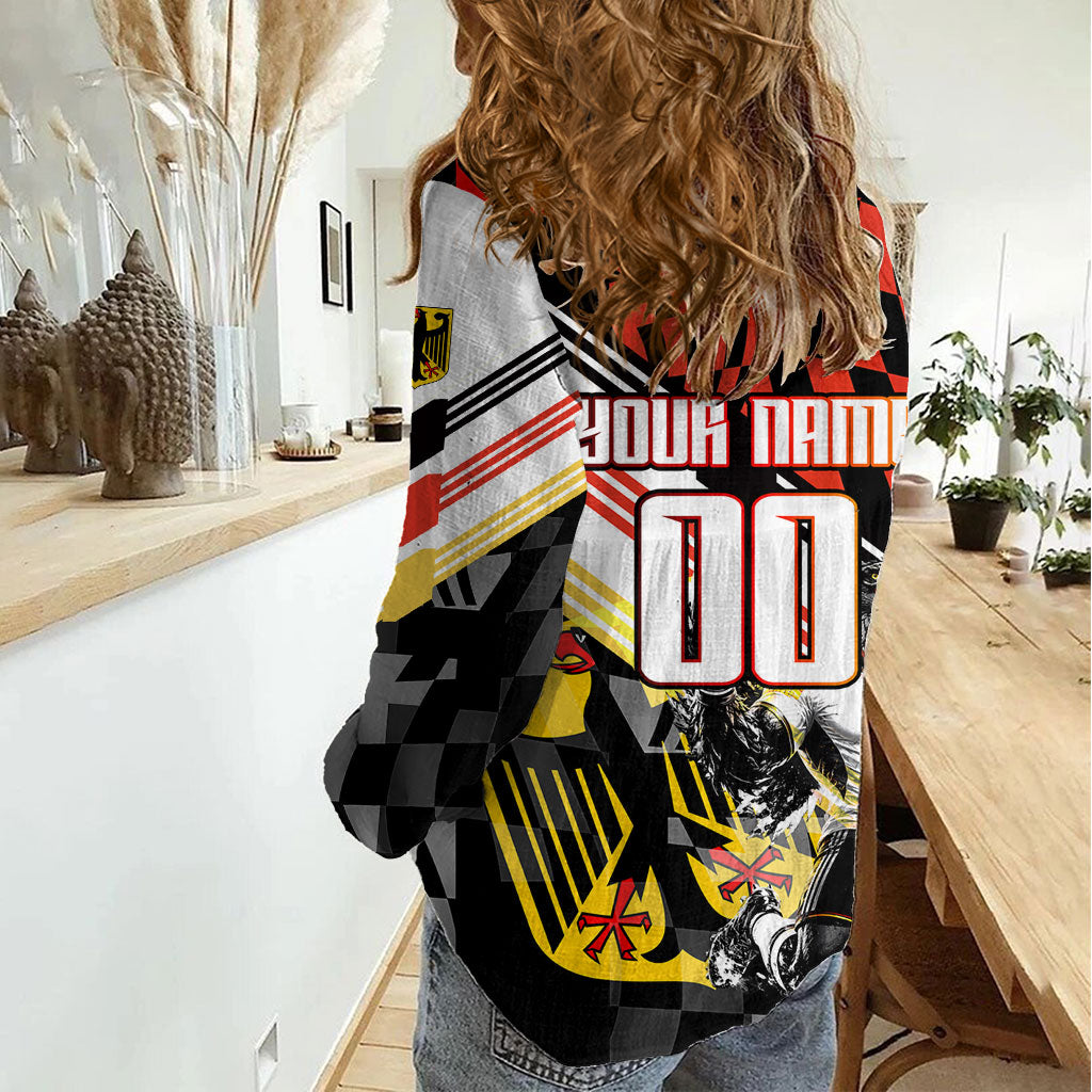 Personalized Germany Football Women Casual Shirt Deutschland Power Eagle Mascot - Championship Spirit