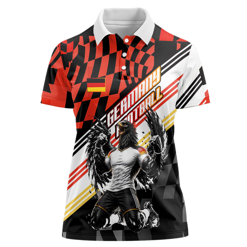 Personalized Germany Football Women Polo Shirt Deutschland Power Eagle Mascot - Championship Spirit