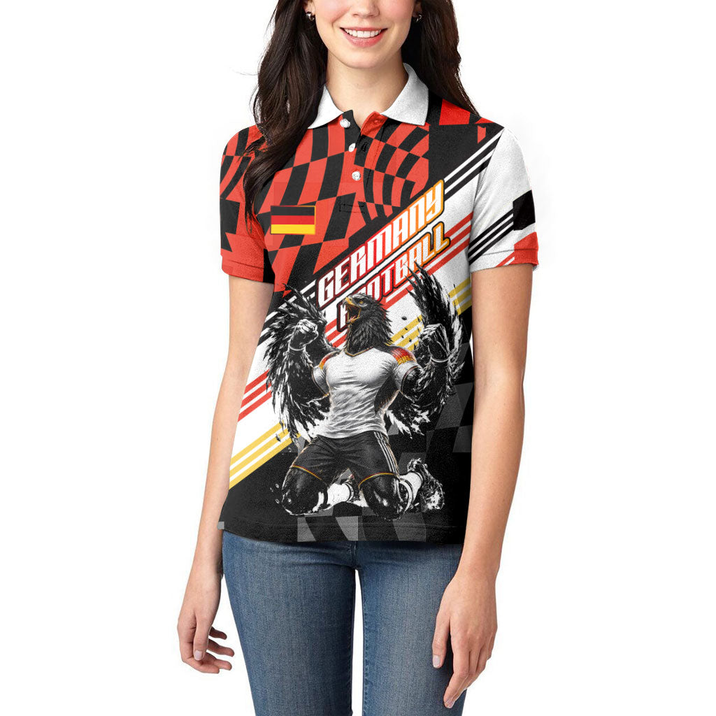 Personalized Germany Football Women Polo Shirt Deutschland Power Eagle Mascot - Championship Spirit