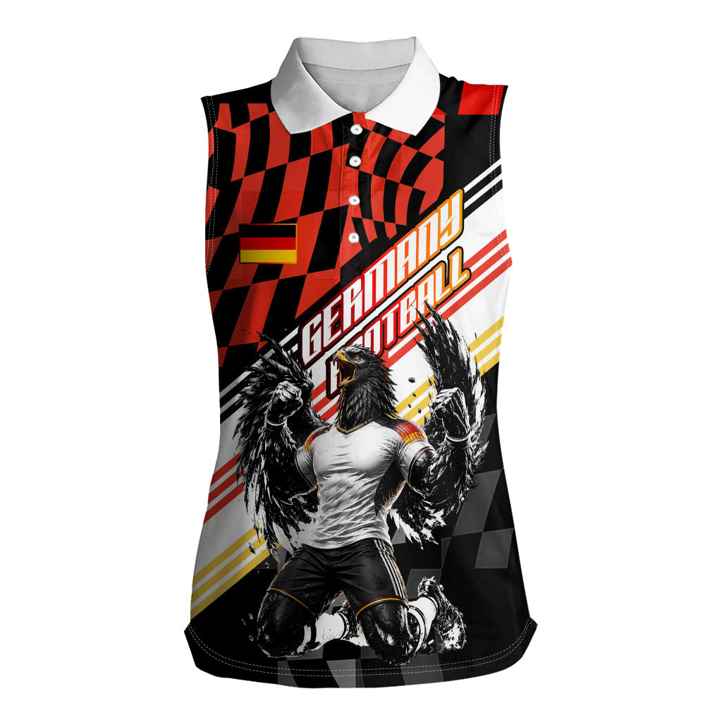 Personalized Germany Football Women Sleeveless Polo Shirt Deutschland Power Eagle Mascot - Championship Spirit