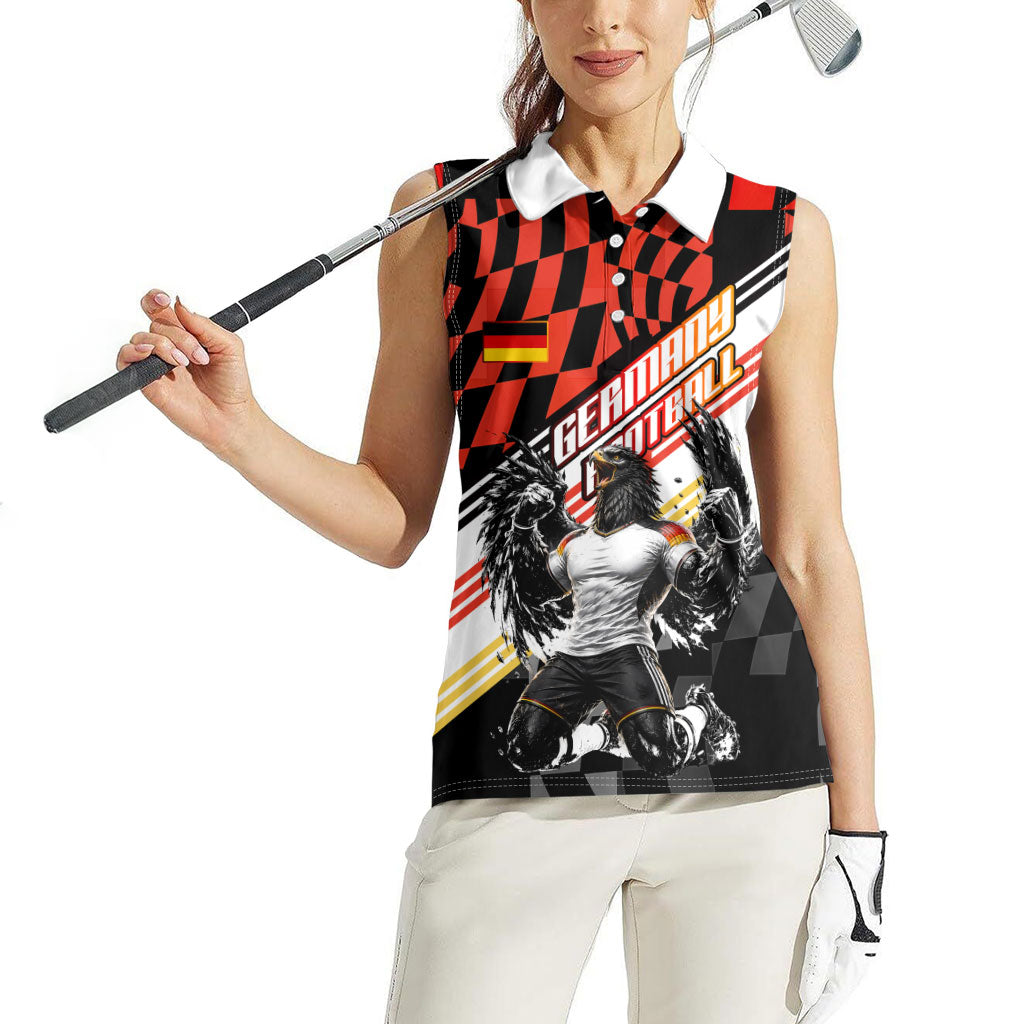 Personalized Germany Football Women Sleeveless Polo Shirt Deutschland Power Eagle Mascot - Championship Spirit