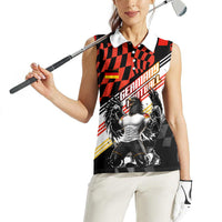 Personalized Germany Football Women Sleeveless Polo Shirt Deutschland Power Eagle Mascot - Championship Spirit