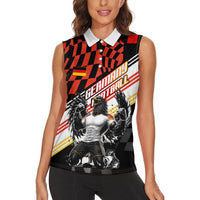 Personalized Germany Football Women Sleeveless Polo Shirt Deutschland Power Eagle Mascot - Championship Spirit