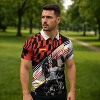 Personalized Germany Football Zipper Polo Shirt Deutschland Power Eagle Mascot - Championship Spirit