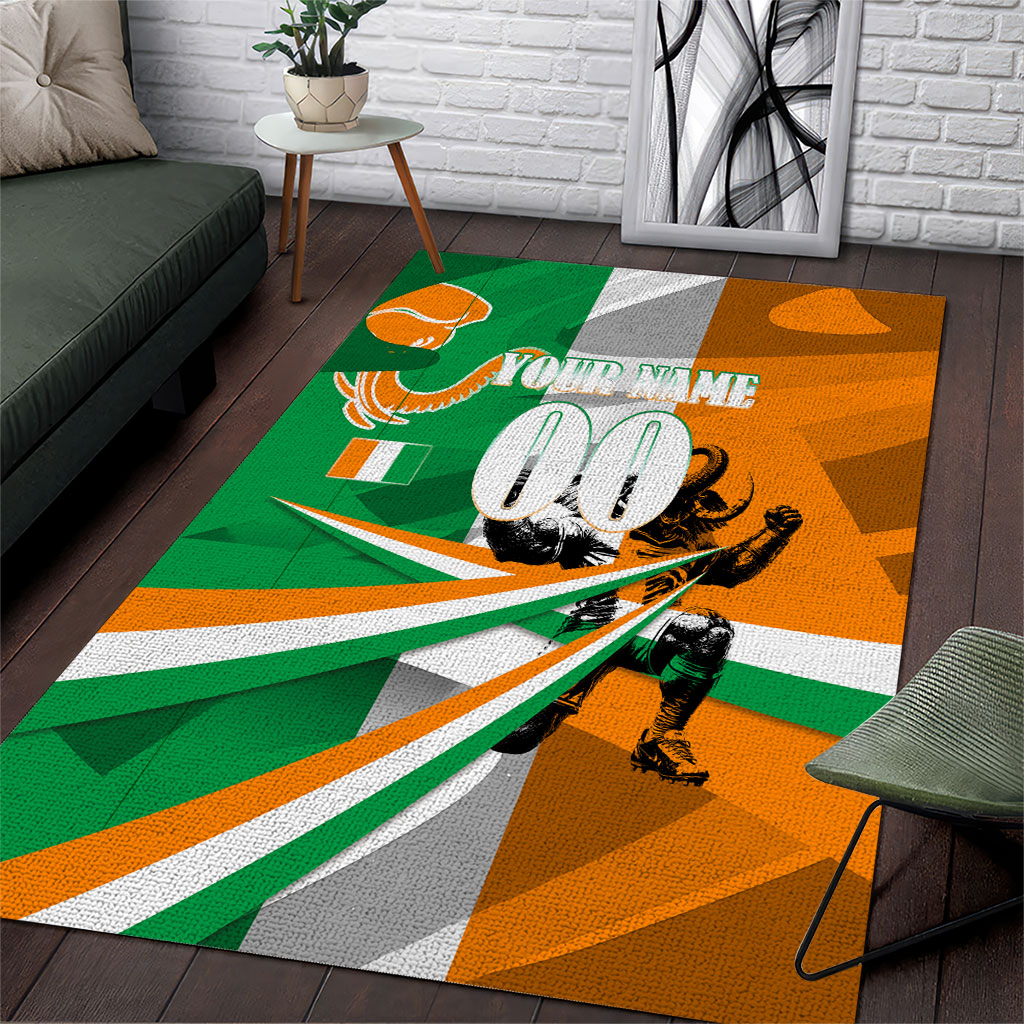 Personalized Ivory Coast Football Elephant Champion Area Rug Cote d Ivoire Flag Colors Heritage